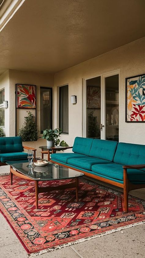 Check out this photo from Lindsay Brooke ✅ Red Turquoise Living Room, Patio Styling, Turquoise Living Room, Patio Outdoor Furniture, Turquoise Furniture, Living Room Turquoise, Patio Style, Patio Furniture Ideas, Patio Outdoor