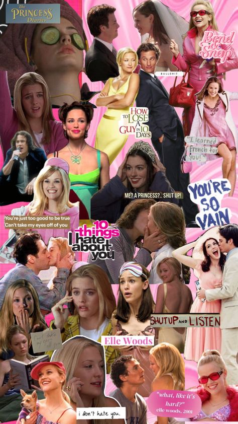 Romcoms supremacy 👩‍❤️‍👨#romcom #romcoms #10thingsihateaboutyou #13goingon30 #ellewoods #clueless #cherhorowitz #howtoloseaguyintendays#theprincessdiaries Iconic Movie Groups, Rom Com 2000s, Rom Com Dresses, Rom Com Outfit Ideas, Romcom Bachelorette Party, Chick Flicks Aesthetic, Romantic Comedy Aesthetic, Romcoms Aesthetics, 2000s Rom Com Outfits