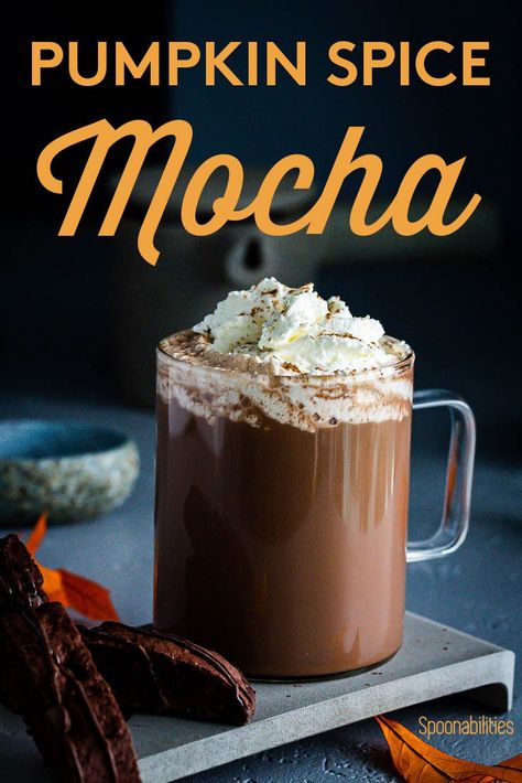 Pumpkin Spice Mocha is available all year round when you make it in your home. This hot or cold drink recipe is easy to make, and you can top it with whipped cream, caramel sauce, or Cinnamon-infused Vermont Maple Syrup #cafemocha #mocha #pumpkinspice #starbuckscoffee #maplesyrup #vermontmaplesyrup #caramelsauce #goatcaramelsauce via @Spoonabilities Pumpkin Spice Mocha, Mocha Recipes, Mixology Recipes, Cappuccino Recipe, Cold Drinks Recipes, Starbucks Pumpkin Spice, Cream Caramel, Coffee Ideas, Drink Recipes Nonalcoholic