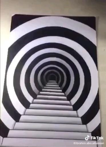 Optical Illusions Art Painting, Geometric Pencil Drawings, Optical Art Painting, 3d Art Simple, Cool Illusions To Draw, Illusion Art Tutorial, Simple Illusion Art, 3d Art Sketch, Illusion Painting Ideas