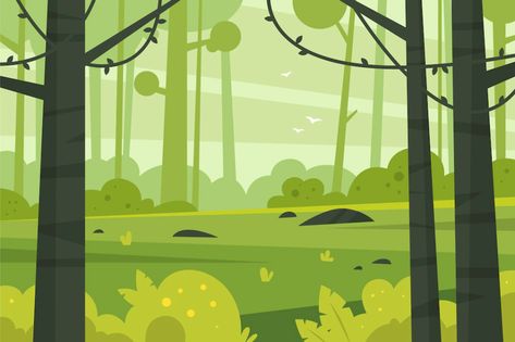 Free Vector | Flat design forest landscape Forest Bg Illustration, Seasons Illustration, Squirrel Silhouette, Illustrator Ideas, Game Art Environment, Forest Cartoon, Forest Drawing, Forest Silhouette, Educational Illustration