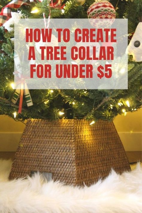 Laundry Basket Diy, Tree Collar Diy, Tree Collar Christmas, Christmas Crafts Diy Decoration, Christmas Tree In Basket, Ribbon Tutorial, Christmas Tree Collar, Christmas Tree Base, Basket Diy