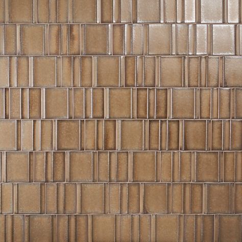 Kinro Golden Brown 6x6 3D Metallic Look Matte Porcelain Tile | Tilebar.com Brown Tile Bathroom, Glass Tile Shower, Bronze Tiles, Ochre Color, Brown Tile, Matte Porcelain Tile, Rectangle Tiles, Polished Porcelain Tiles, Tile Texture