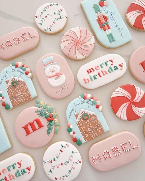 Whimsical Christmas Cookies Decorated, Holiday Cookie Royal Icing, Oh What Fun It Is To Be One Birthday Cookies, Oh What Fun It Is To Be One Cookies, Decorative Christmas Cookies, Winter Birthday Cookies, Royal Icing Cookies Birthday, Botox Cookies, Christmas Cookies Icing