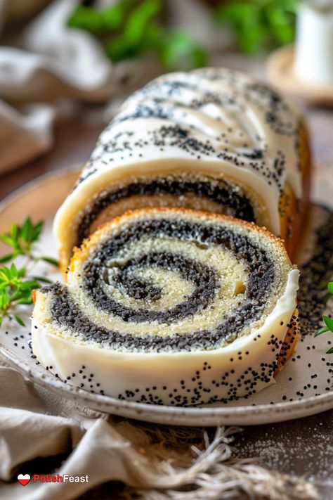 This traditional Polish Poppy Seed Roll, also known as Makowiec, is a delicious dessert. Learn how to make this Polish cake with our easy recipe. Polish Breakfast, Poppy Seed Roll, German Dishes, Slovak Recipes, Polish Desserts, Polish Heritage, Holiday Bread, Poppy Seed Cake, European Recipes