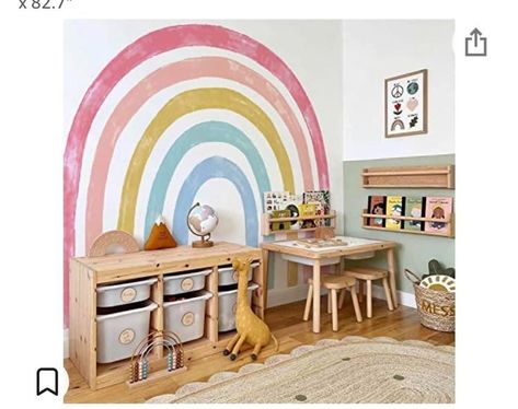 Removable Wall Decals Nursery, Watercolor Rainbow Wall, Rainbow Wall Mural, Rainbow Mural, Living Room Playroom, Heart Wall Decal, Wall Mural Decals, Rainbow Wall Decal, Headboard Decor