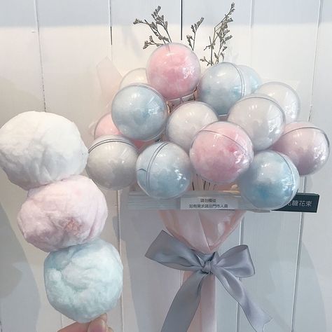 Cotton Candy Party, Food Bouquet, Money Bouquet, Flower Gift Ideas, Candy Floss, Candy Bouquet, Balloon Flowers, Diy Bouquet, Reveal Ideas