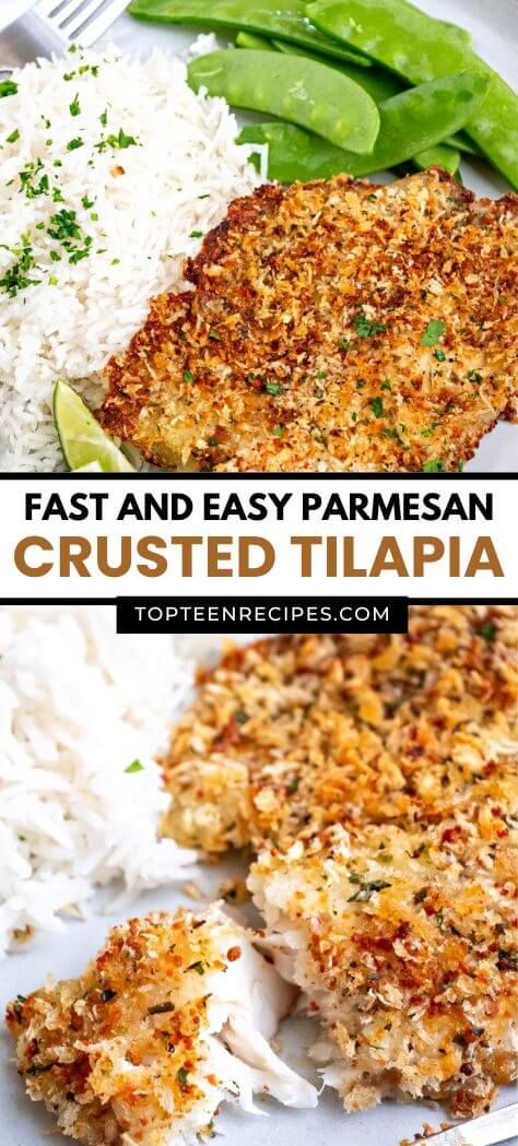 Fast and Easy Parmesan Crusted Tilapia - Top Recipes Breaded Tilapia Recipes Baked Parmesan Crusted, Tilapia Recipes Crusted, Panko Parmesan Tilapia, Tilapia Breaded Recipes, Stove Top Tilapia Recipes, Tilapia Baked Recipes, Tilapia Fried Recipes, Mediterranean Fish Recipes Tilapia, Parm Crusted Tilapia