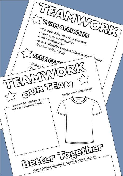 Teamwork Activities for Kids & Families | Free Printable | Sunny Day Family Teamwork Worksheets, Teamwork Activities For Kids, Cooperation Activities, Free Family Printables, Teamwork Activities, Sports Activities For Kids, Leadership Activities, Graphic Studio, Barbara Hepworth