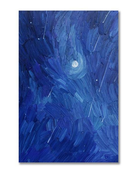 Oil Painting Moon, Moon Oil Painting, Painting Night Sky, Post Impressionism Art, Stars Painting, Sky Oil Painting, Moon Oil, Jupiter And Saturn, Moon With Stars