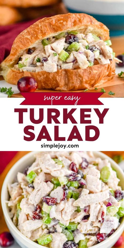 Turkey Salad is a delicious and easy way to enjoy your leftover Thanksgiving turkey! I is full of great flavor and makes the perfect lunch. Leftover Turkey Salad, Turkey Salad Sandwich, Turkey Salad Recipe, Turkey Lunch, Leftover Thanksgiving, Shredded Turkey, Dinner Leftovers, Turkey Salad, Christmas Turkey