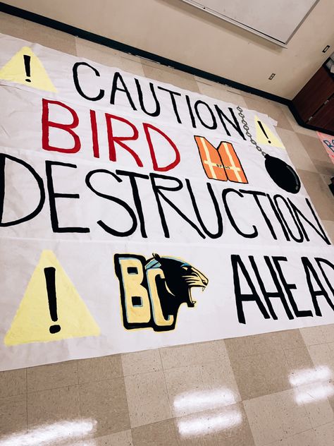 Homecoming Football Decorating Ideas, Construction Theme Posters Football, Football Spirit Posters High School, Construction Theme Football Game Poster, Uca Cheer Camp Signs, Western Pep Rally Ideas, Neon Posters Football, Football Game Signs High School, Construction Poster Ideas