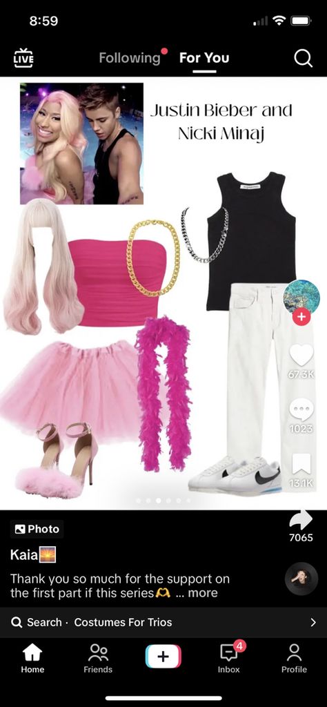 Justin Bieber And Nicki Minaj Costume, Niki Minaj Costume, Nicki Minaj Costume Ideas, Nicki Minaj Outfit Ideas, Nicki Minaj Concert Outfit Ideas, Nicki Minaj Concert Outfit, Nicki Minaj Halloween Costume, Justin Bieber Costume, Nicki Minaj Halloween