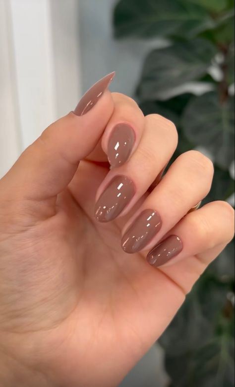 Light Chocolate Nails, Light Brown Manicure, Muted Brown Nails, Nails For Light Skin Color, Beige Aesthetic Nails, Tan Brown Nails, Light Brown Almond Nails, Milky Brown Nails, Soft Brown Nails