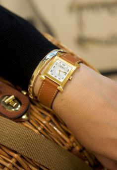 Hermes Watch, Patek Philippe, New Classic, Arm Candy, Look Fashion, Tan Leather, Cartier, Rolex, Beautiful Jewelry