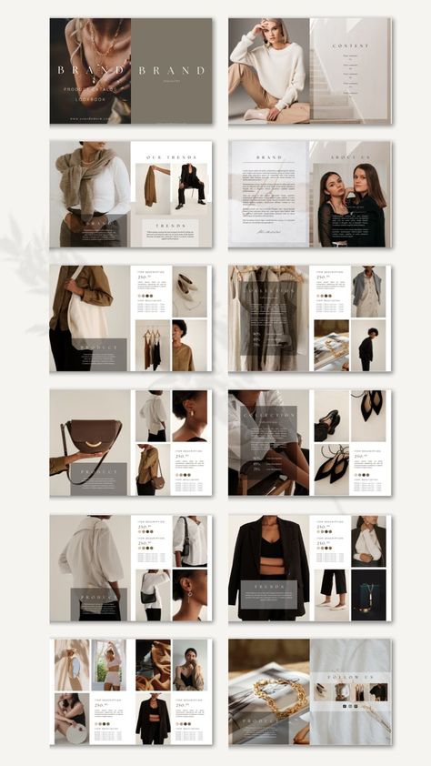 Magazine Lookbook Template - Editable Canva Retail Product Catalog with Prices Fashion Lookbook Layout, Fashion Lookbook Design, Magazine Lookbook, Design De Configuration, Lookbook Template, Catalog Design Layout, Product Catalog Template, Lookbook Layout, Mises En Page Design Graphique