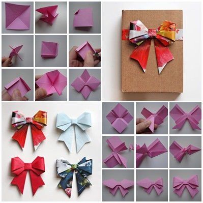 Here is the tutorial to make origami ribbon bow. Follow this steps and you’ll get beautiful ribbon bow. These bows would also make beautiful decorations during the holidays. To make this ribbon bow, you just need square paper (you may change with wrapping paper,newspaper etc.) and scissors, simple right? Origami Ribbon, Paper Folding Crafts, Tutorial Origami, Folding Origami, Paper Bow, Gift Bow, Origami Design, Diy Origami, Origami Tutorial