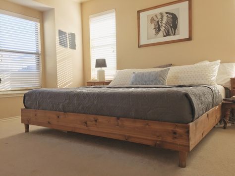 Bedroom Update: King Bed DIY — THE GREAT GOODNESS King Bed Frame Ideas, Diy Platform Bed Plans, King Size Bed Frame Diy, Diy Platform Bed Frame, Raised Platform Bed, Bed Frame Ideas, Diy King Bed, Diy King Bed Frame, Platform Bed Plans