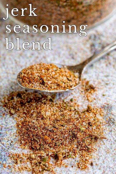 This homemade Jamaican Jerk Seasoning Blend is the perfect way to add heat and flavor to your food. Jamaican Jerk Seasoning is a delicious blend of spices commonly used in Jamaican cuisine, and it can be used to add some serious Caribbean flavor to chicken, pork, fish, and even vegetables. It's super easy to make, and you can adjust the heat level to your liking. Burrito Seasoning Recipe, Food Jamaican, Jerk Seasoning Recipe, Jamaican Seasoning, Rice Seasoning, Jamaican Jerk Seasoning, Jerk Pork, Pork Seasoning, Flavorful Meals