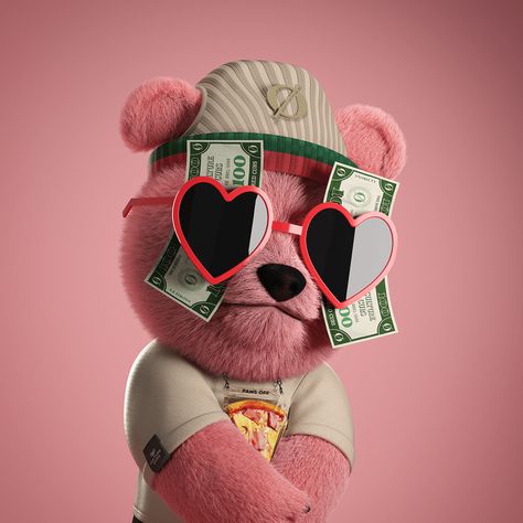 Pink, Art, Nft Crypto Art, Crypto Art, Cryptocurrency, Art Ideas, Teddy Bear, Money