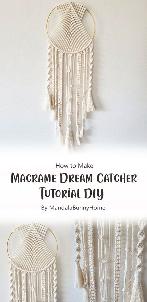 How To Macrame Dream Catcher, Macrame Patterns Dream Catcher, Simple Macrame Dream Catcher, Crochet Macrame Dream Catcher, Macrame Wall Hanging Dream Catchers, How To Make Macrame Dream Catchers, Macrame Dream Catcher Wall Hanging, Easy Macrame Dream Catcher Tutorial, Macrame Circle Wall Hanging Diy