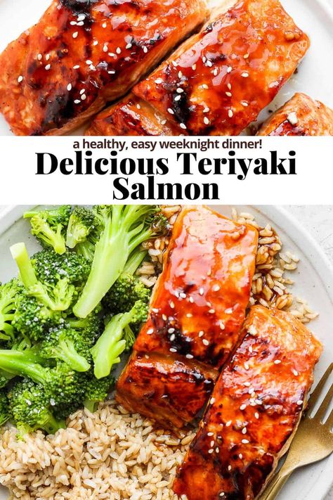 Tilapia Teriyaki Recipes, Simple Salmon Dinner Recipes, Teriyaki Talipia, Teriyaki Salmon Stovetop, Family Friendly Salmon Recipes, Black Beans And Salmon, Teriyaki Salmon And Broccoli, Easy Salmon Teriyaki Recipe, Spicy Teriyaki Salmon