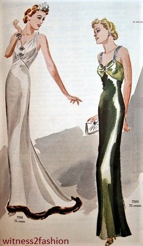 1920s Evening Gowns, Evening Gown Pattern, 1930s Gown, Vintage Fashion 1930s, 1930 Fashion, Decades Of Fashion, Patron Vintage, 30s Fashion, 20th Century Fashion