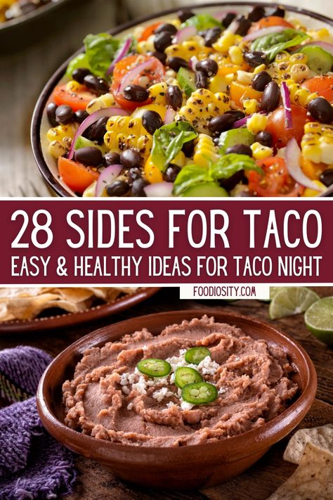 Sides For Taco Night, Taco Dinner Party, Taco Salad Bar, Taco Bar Buffet, Bar Taco, Sides With Tacos, Taco Bar Party, Taco Side Dishes, Taco Meal