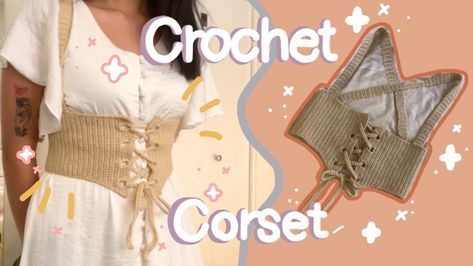 Pink crochet corset top pattern by plumpomo on youtube. Beginner friendly crochet tutorial Corset Top Crochet Pattern Free, Under Bust Corset Crochet, Crochet Waist Corset, Crochet Under Bust Corset, Corset Pattern Crochet, Crochet Patterns Corset, Free Corset Crochet Pattern, Crochet Corset Belt Pattern, Crochet Bustier Pattern Free