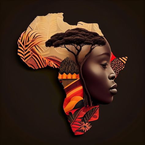 Photo le visage d'une femme est montré a... | Premium Photo #Freepik #photo #kenya #afrique #continent-africain #union-africaine Afro Logo, Kenya Art, Africa Continent, Map Of Africa, Afrique Art, 3d Decor, Premium Photo, 3d Design, Kenya