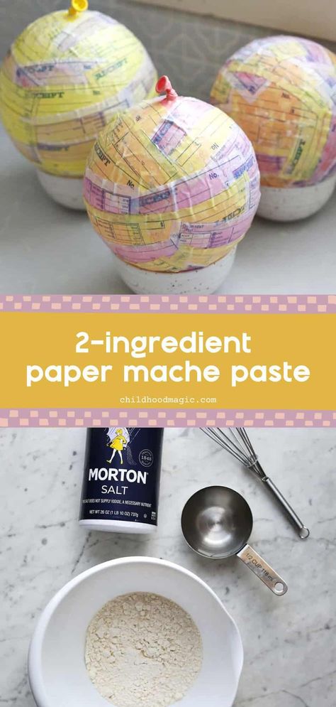 Easy Paper Mache Paste Recipe - With 2 Ingredients - Paper Mache Volcano, Paper Mache Crafts For Kids, How To Make Oobleck, Realistic Paper Flowers, Paper Mache Mix, Paper Mache Recipe, Paper Mache Paste, Old School Traditional, Paper Mache Christmas