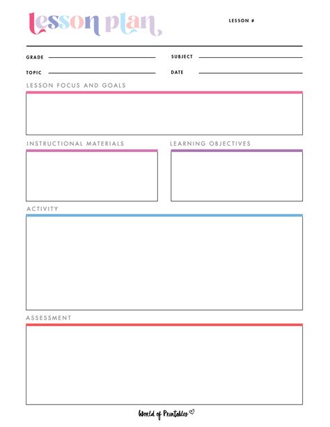 Easy Lesson Plans For Preschool, Lesson Plan Ideas Elementary, Teacher Planning Template, Blank Lesson Plans Free Printable, Teacher Day Plan Template, Prek Lesson Plan Template Free Printable, 1st Grade Lesson Plan Template, Preschool Curriculum Free Lesson Plans, 3rd Grade Lesson Plan Template