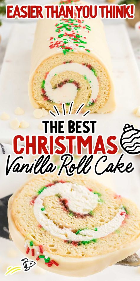 Christmas Vanilla Cake, Christmas Vanilla Roll Cake, Christmas Roll Cake, Vanilla Cake Roll, Vanilla Roll Cake, Roll Cake Recipe Vanilla, Christmas Cake Roll, Roll Cake Recipe, Jelly Roll Cake