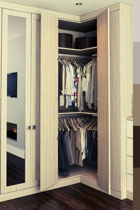 50+ Top Trend Corner Cabinet Ideas | Designs For 2020 Wardrobes Ideas, Corner Wardrobe Closet, Small Bedroom Wardrobe, Bedroom Closet Doors, Closet Small Bedroom, Corner Closet, Corner Wardrobe, Bedroom Cupboards, Open Closet