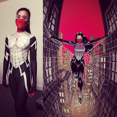 Silk Cindy Moon, Girl Spiderman, Female Spiderman, Spider Gwen Costume, Silk Spiderman, Spiderman Halloween Costume, Moon Spider, Cindy Moon, Halloween Costume Bodysuit