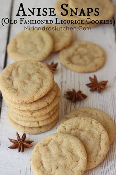 These old fashioned Anise Snaps are a rare treat.  Soft, buttery cookies with a hint of licorice flavor offer something a bit different for the cookie plate. Anise Cookies, Cookie Plate, Dessert Aux Fruits, Desserts Vegan, Valentines Decorations, Buttery Cookies, Xmas Cookies, Star Anise, Cookie Ideas