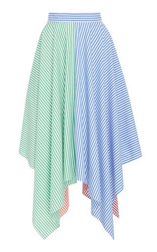 Handkerchief Skirt by MDS Stripes Resort 2019 Handkerchief Skirt, Poplin Skirt, Striped Midi Skirt, Clothing Hacks, Dress Sewing Patterns, Skirt Design, Knee Length Skirt, Sewing Dresses, Skirt Outfits