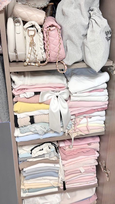 A Lot Of Clothes Aesthetic, Clothes Vision Board Pictures, Coquette Closet Aesthetic, Clothes Aesthetic Closet, Pink Closet Aesthetic, Coquette Closet, Wardrobe Full Of Clothes, Organized Aesthetic, Organized Wardrobe