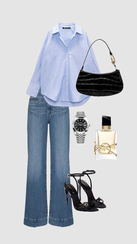 #outfit #outfitinspo #basicoutfit #polooutfit #matildadjerf #simple #basic #elegant #rolex #ysl #jeans #simpleoutfit #thatgirl #basics #essentials #capsule #capsulewardrobe #sofiarichie #zara Ysl Jeans, Interview Outfits, Corporate Outfits, Hijabi Outfits Casual, Everyday Fashion Outfits, A Goddess, Easy Trendy Outfits, Baggy Pants, Casual Chic Outfit