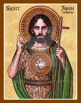 St. John the Baptist icon by Theophilia St Monica, St John The Baptist, Catholic Images, Our Lady Of Sorrows, All Saints Day, San Francesco, Religious Images, Ink Watercolor, Saint John