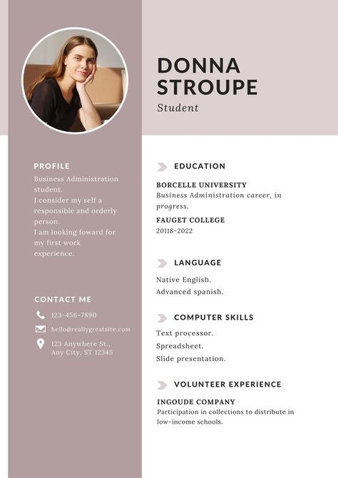 White simple student cv resume - Templates by Canva Cv For Students, Photo Cv, Best Cv Template, Unique Resume, Good Cv, Cv Design Template, Minimalist Resume Template, Minimalist Resume, Editable Resume