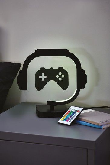 Black Gamer Controller LED Table Light Gaming Setup Aesthetic, Gamer Bedroom Ideas, Teen Game Rooms, Bedroom Gamer, Room Decor Gaming, Gaming Room Ideas, Modern Game Room, Gamer Controller, Aesthetic Gaming