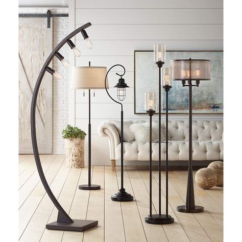 Possini Euro Nayla Bronze Finish Steel Floor Lamp - #32X78 | Lamps Plus Bronze Arc Floor Lamp, Modern Arc Floor Lamp, Farmhouse Floor Lamps, Rustic Floor Lamps, Rustic Floor, Farmhouse Lamps, Farmhouse Flooring, Bronze Floor Lamp, Tree Floor Lamp