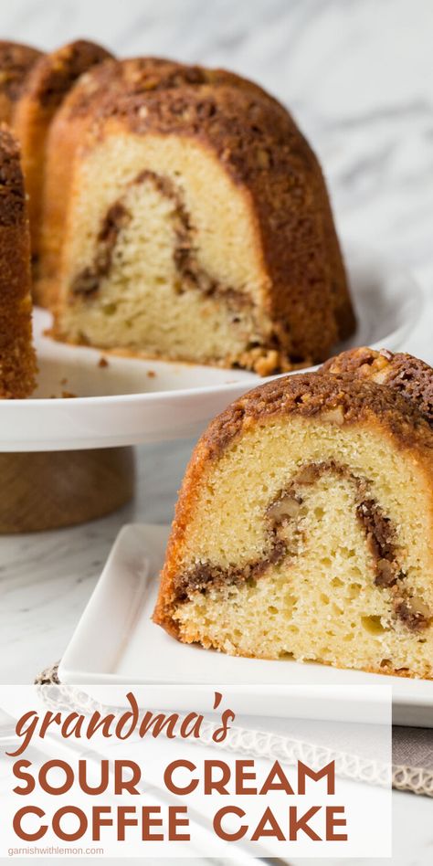 Sour Cake, Pb Pie, Cinnamon Swirl Coffee Cake, Coffee Cake Bundt, Coffee Cake Recipes Easy, Streusel Coffee Cake, Cinnamon Coffee Cake, Sour Cream Coffee Cake, Coffee Cake Recipe