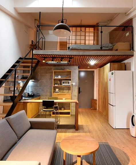 Loft Type House, Small Loft Apartment, Small Loft Apartments, Basement Parking, Loft Type, Tiny Loft, Loft House Design, Tiny House Interior Design, Loft Interior Design