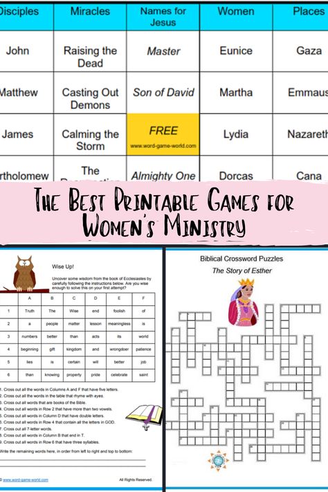 The Best Printable Games for Women's Ministry - Fun Party Pop Christmas Games For Women, Womens Ministry Games, Bible Charades, Games For Women, Matter Lessons, Games For Ladies, Small Group Games, Story Of Esther, Womens Ministry Events