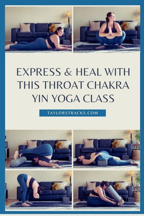 Tap into the energy of your fifth chakra in this throat chakra yin yoga sequence. Be guided through throat chakra yin yoga poses that create freedom and truth for throat chakra healing. Pay attention to how your Vishuddha chakra feels, and what emotions come up in this yin yoga class. Find more chakra yoga on taylorstracks.com Chakra Yin Yoga Sequence, Sacral Chakra Yoga Poses, Sacral Chakra Yoga, Root Chakra Yoga, Yin Poses, Vishuddha Chakra, Yin Yoga Class, Yoga Teacher Resources, Sacral Chakra Healing