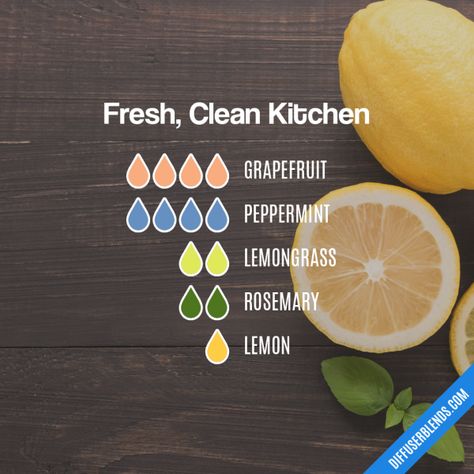 Fresh, Clean Kitchen - Essential Oil Diffuser Blend Kitchen Diffuser, Essential Oil Combinations, Essential Oil Diffuser Blends Recipes, Magia Das Ervas, Young Living Essential Oils Recipes, Essential Oils Guide, Essential Oils Cleaning, Essential Oils Health, Essential Oil Diffuser Recipes