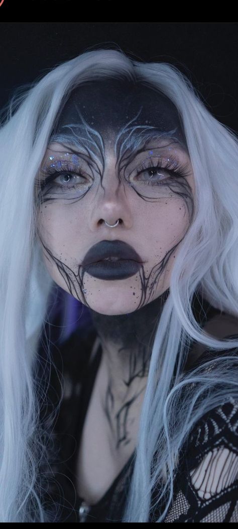 Elf Warrior Female Makeup, Glam Fairy Makeup, Drow Elf Makeup, Face Painting Cosplay, Dark Elf Halloween Costume, Celestial Cosplay, The Last Unicorn Makeup, Forest Fae Makeup, Goth Elf Makeup