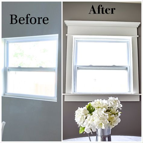 Upgrade your windows with this inexpensive DIY project! Brought to you by Southern Yankee DIY #diy #diyhomedecor #diywoodcrafts #windows #windowtreatments #southernyankeediy Fancy Window, Bathroom Window, Kitchen Wall Colors, After Pictures, Lazy Girl, Window Trim, Home Upgrades, Updating House, Home Design Decor